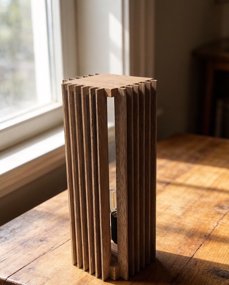 Drvena lampa od merantija u fazi izrade — Hew Lights