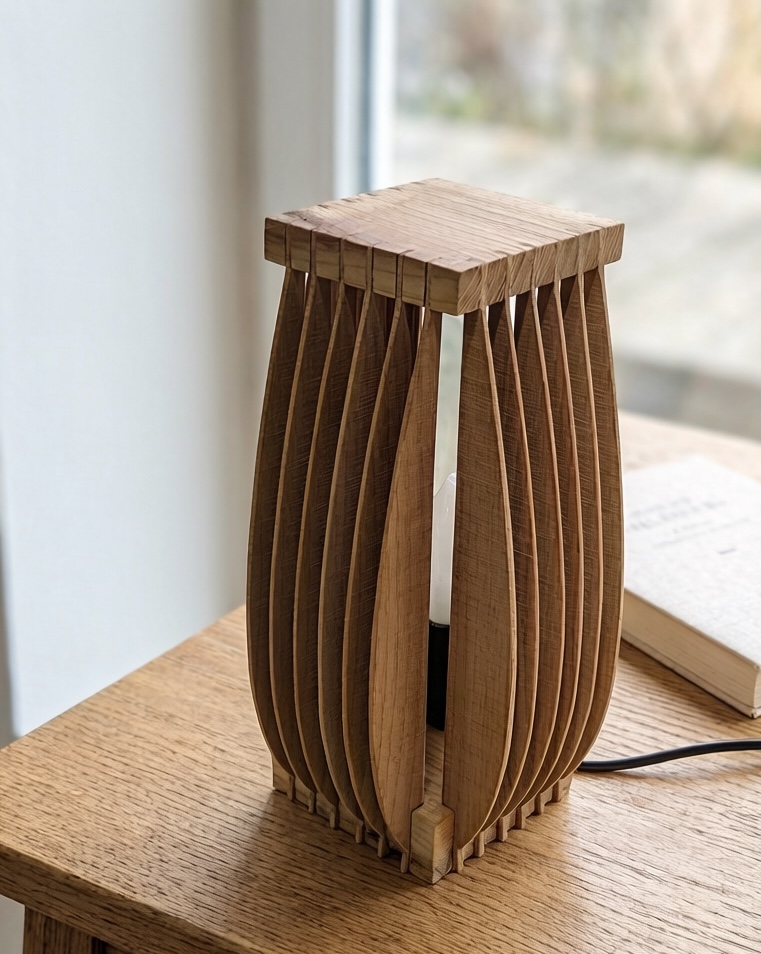 Ručno rađena drvena lampa