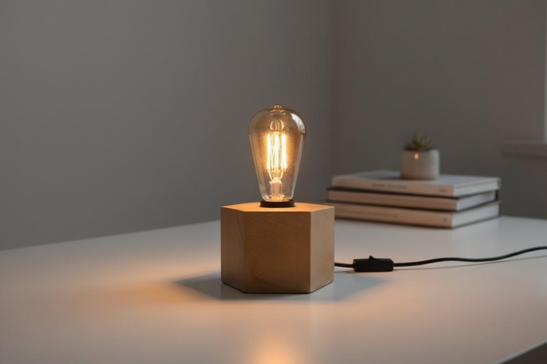 Ručno rađena drvena lampa